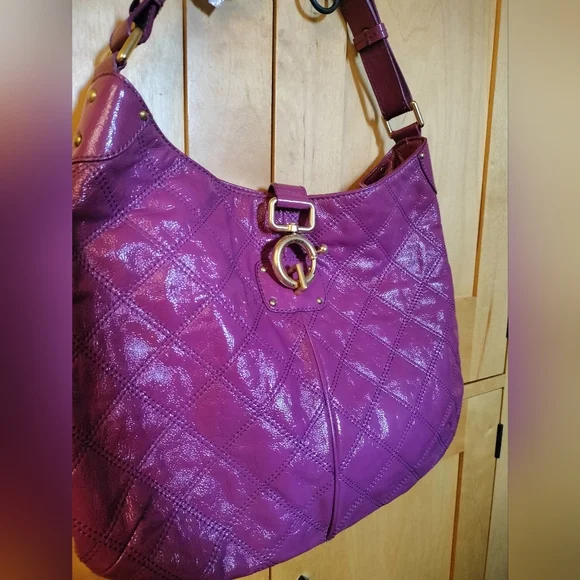Purple Quilted Women's Bag J Crew 100% Leather.. Gorgeous Purple Color - Picture 2 of 6